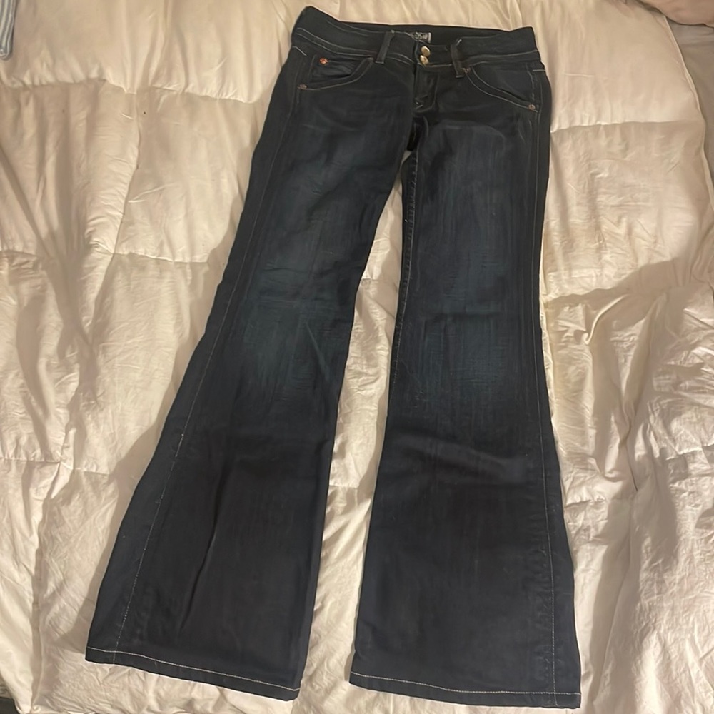 EUC Hudson Dark Womens Signature Bootcut Blue Jeans Size 25 x 32 107906